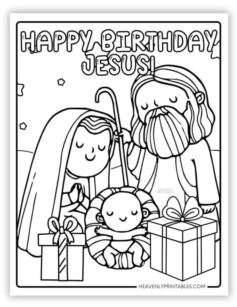 Happy Birthday Jesus Coloring Pages Free PDF Printables Heavenly 