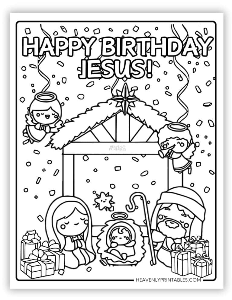 Happy Birthday Jesus Coloring Pages (Free PDF Printables) - Heavenly ...