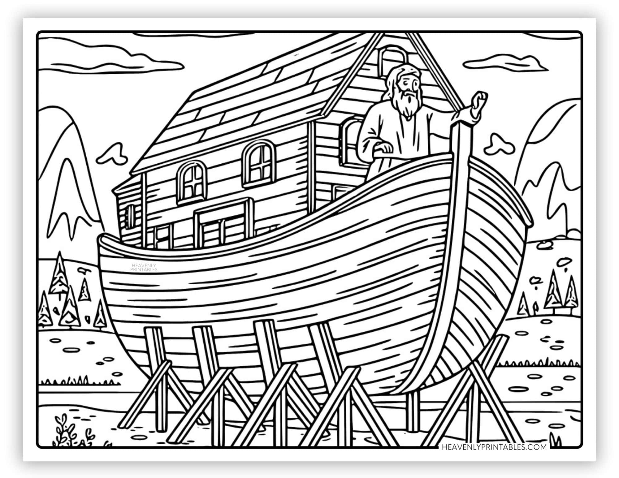 Noahs Ark Coloring Pages (Free PDF Printables) - Heavenly Printables