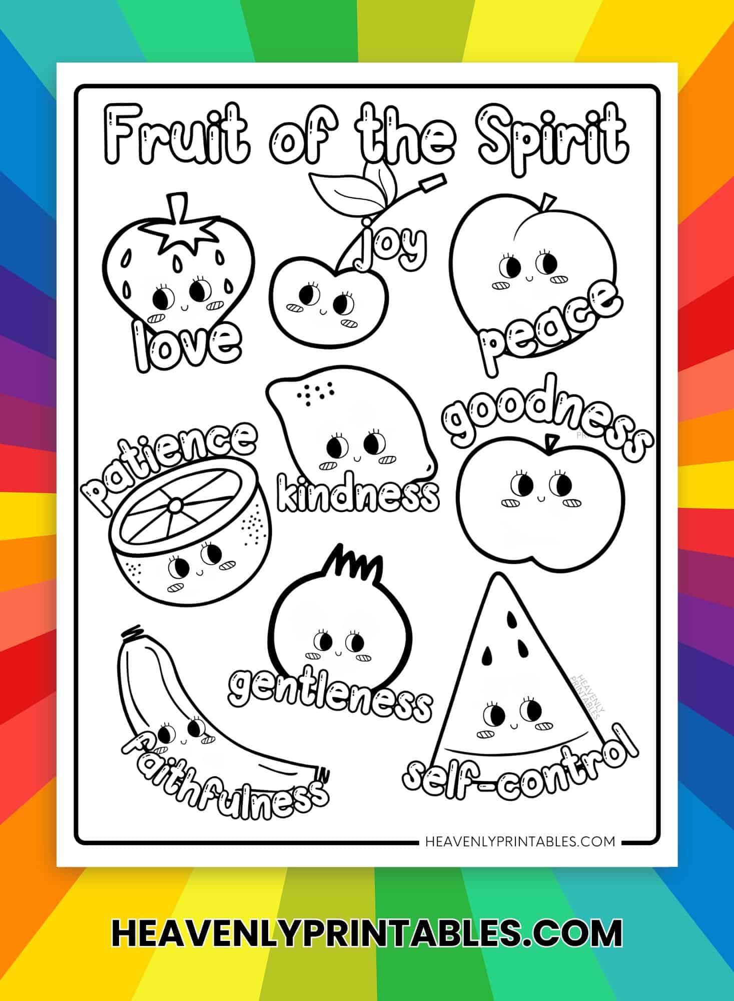 The Fruit of the Spirit Coloring Pages (Free PDF Printables) - Heavenly