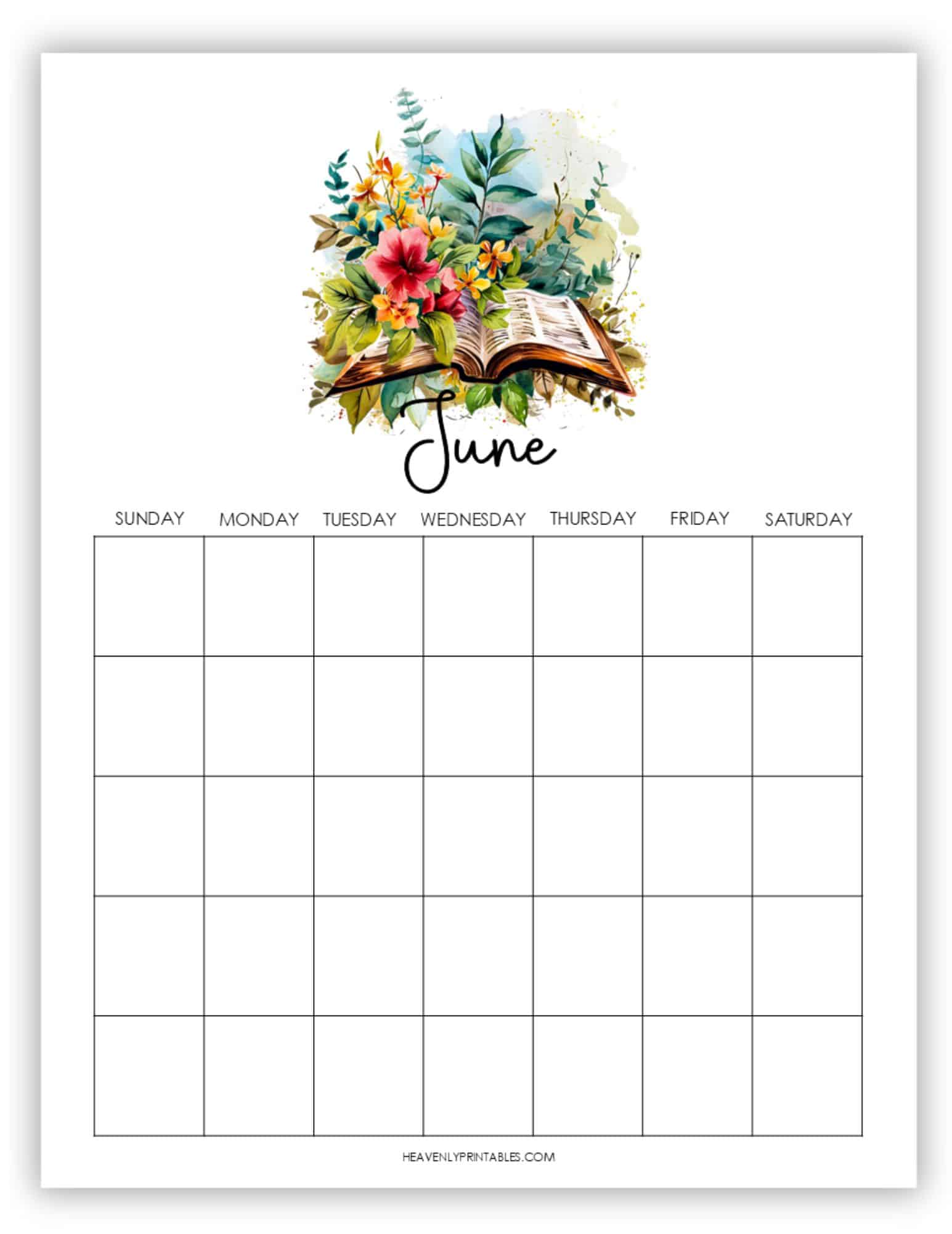 June Calendar Planner (Free PDF Printable) - Heavenly Printables