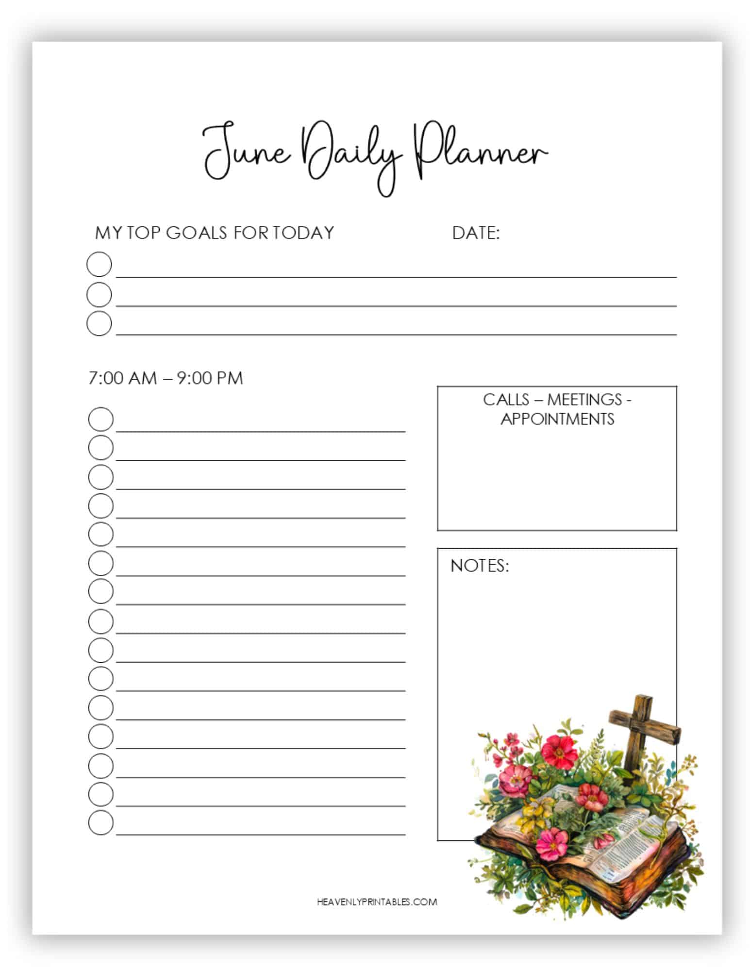 June Calendar Planner (Free PDF Printable) - Heavenly Printables