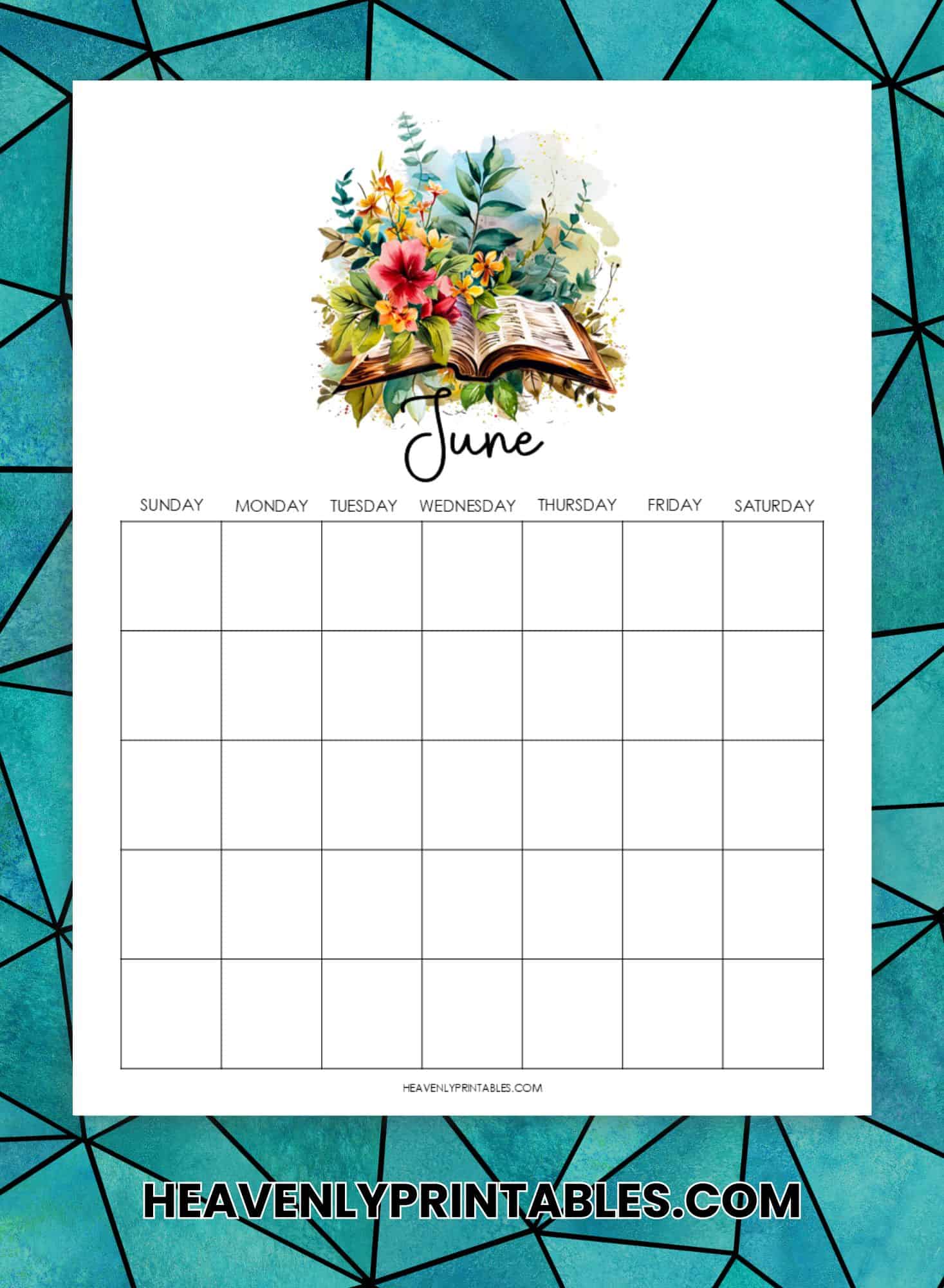 June Calendar Planner (Free PDF Printable) - Heavenly Printables