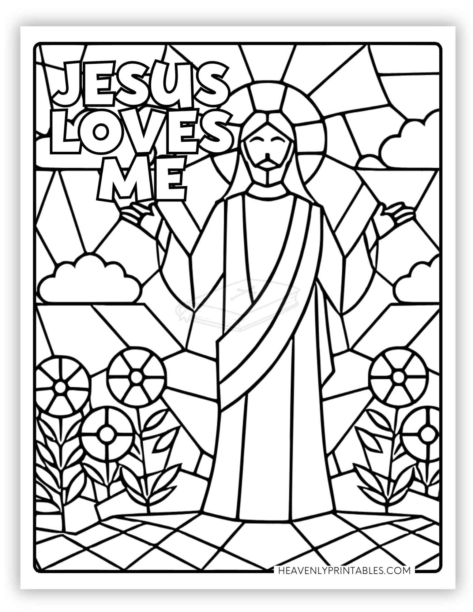 Jesus Loves Me Coloring Pages Free - Stained Glass Jesus Loves Me Coloring Pages 